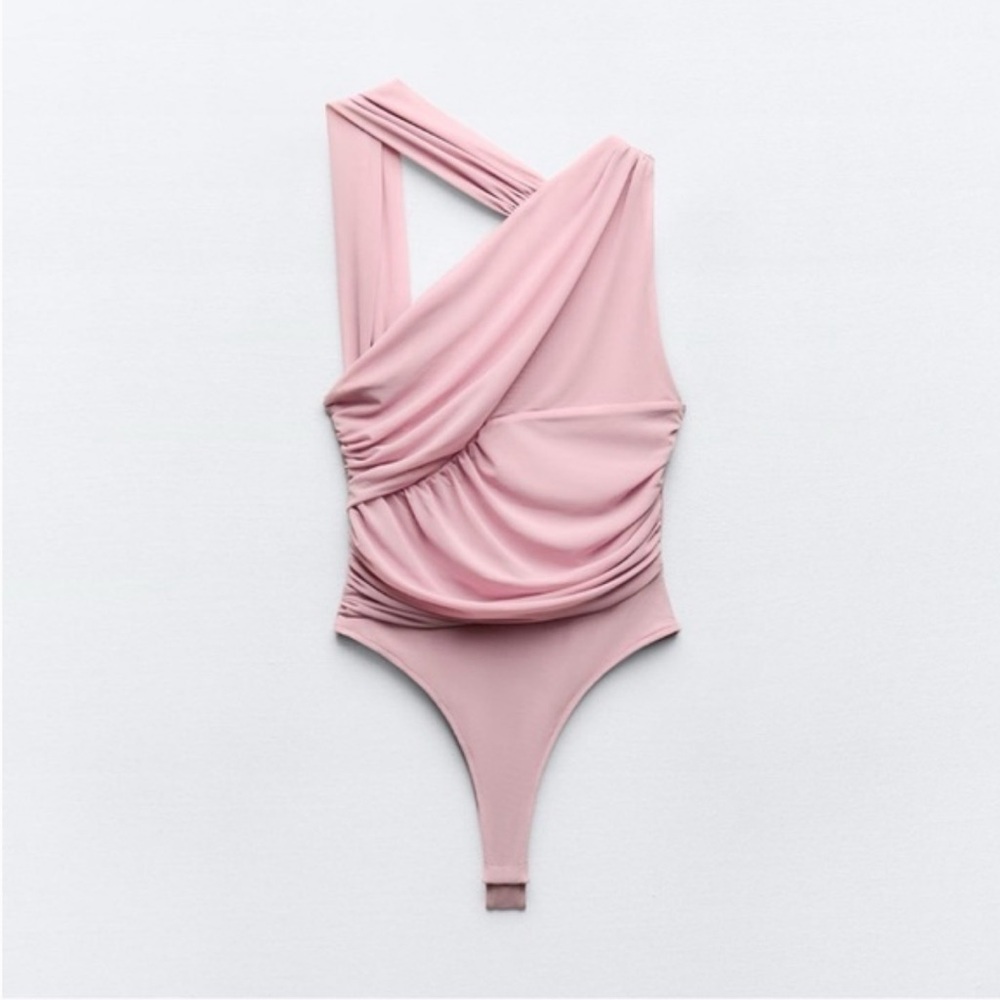 Zara Pink Draped Bodysuit